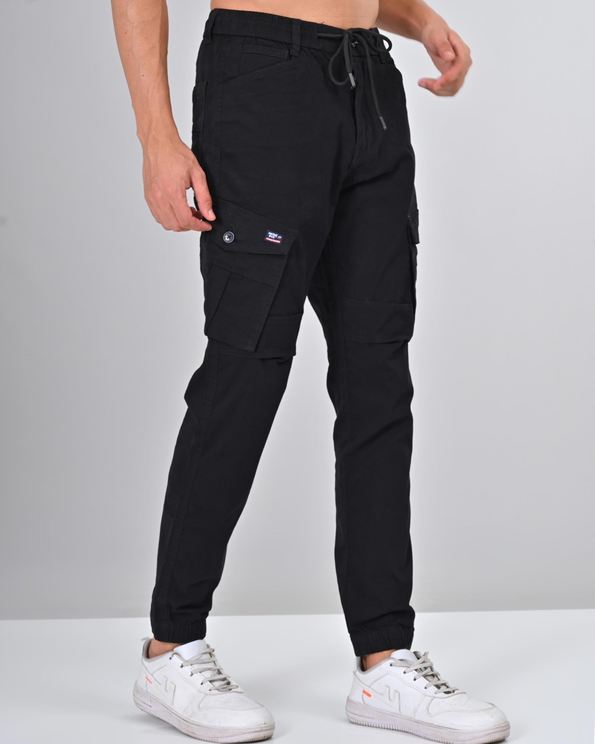 Buy Nativebull Mens Slim Fit Black Cargo Pant Online