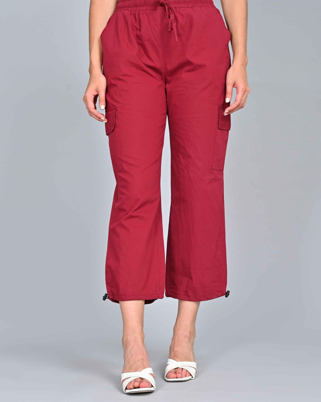 Women's Maroon Colour Cargo Pant