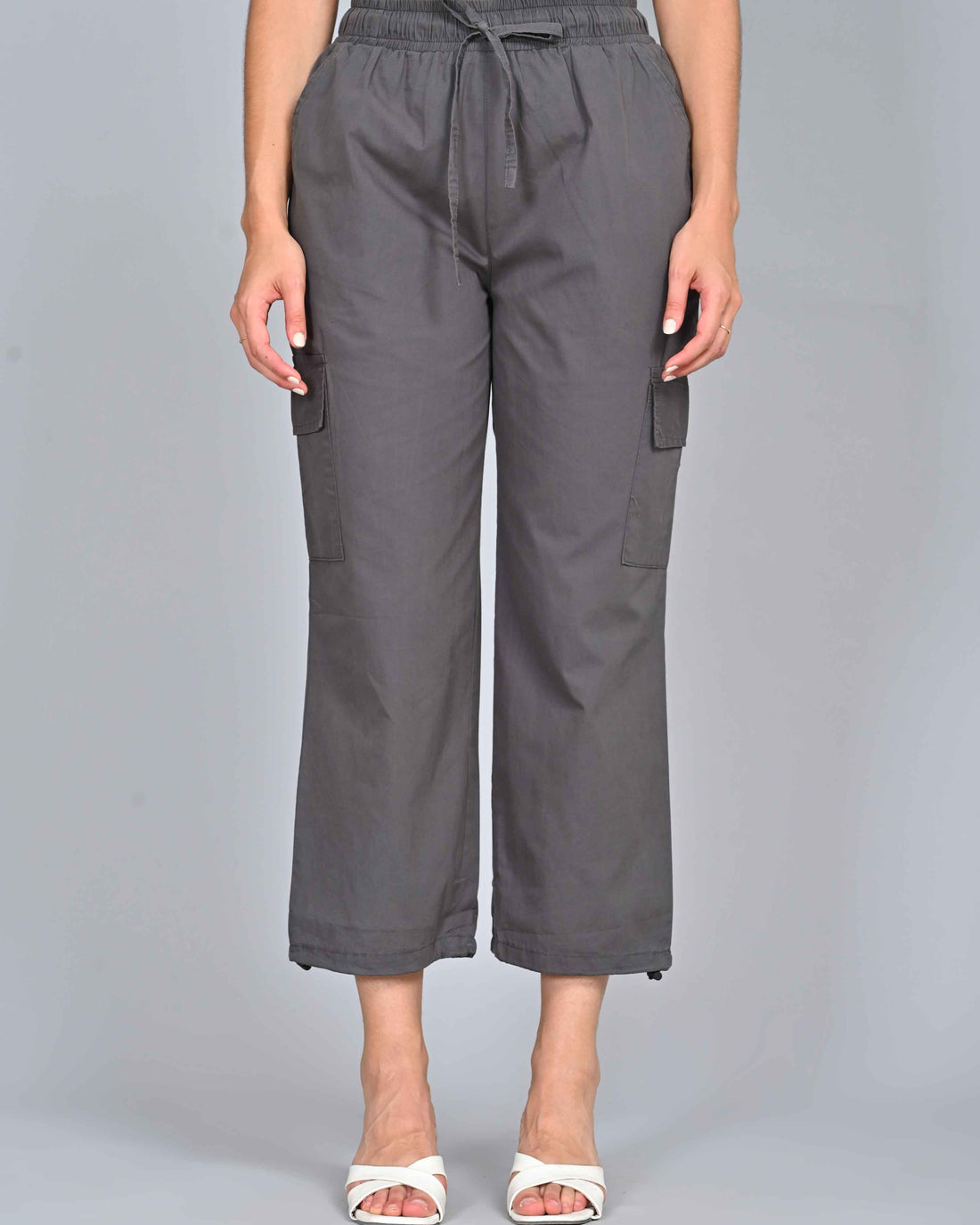 Women's Grey Colour Cargo Pant