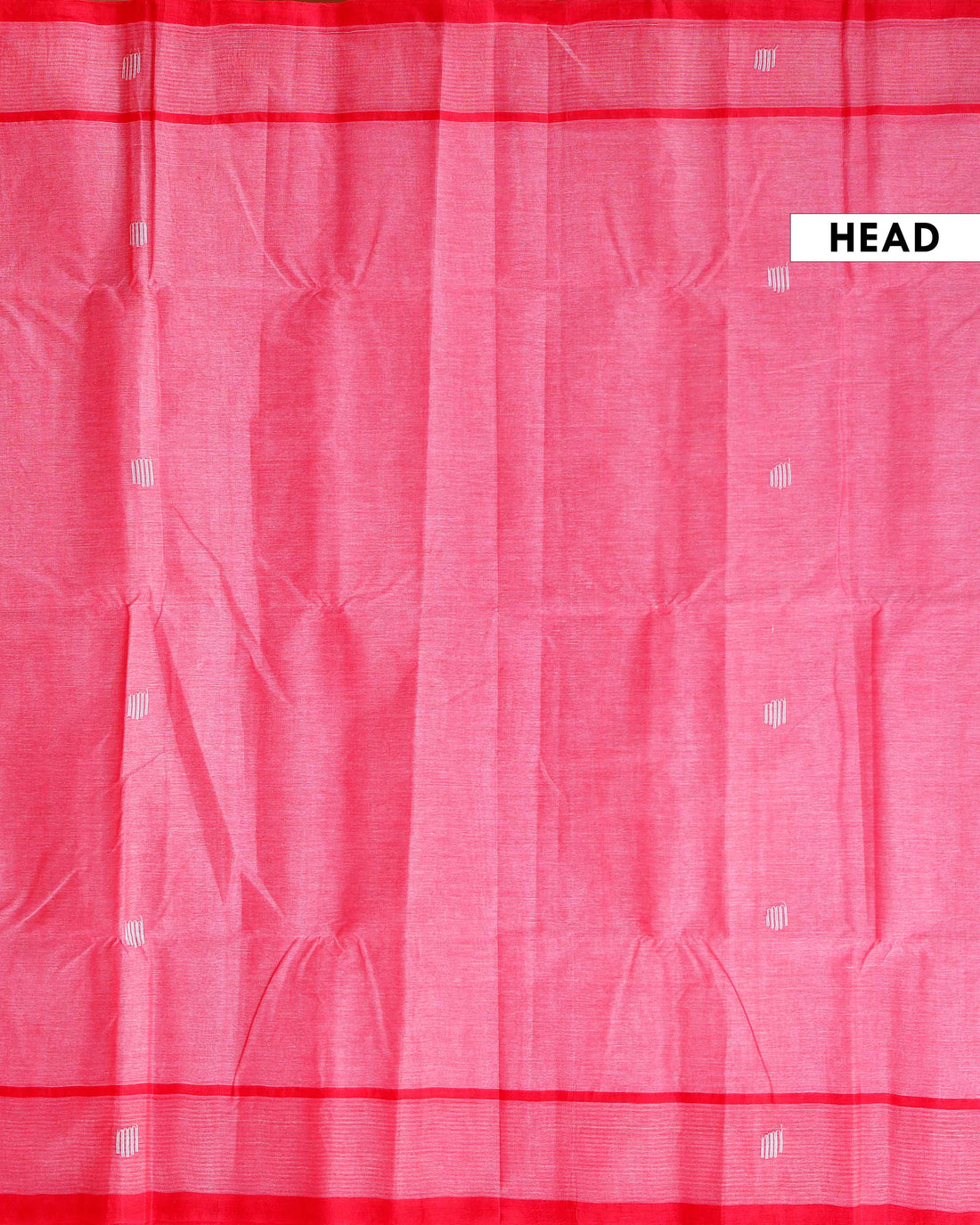 Handloom Khadi Cotton Saree with Woven Motifs and Contrast Border - Pink