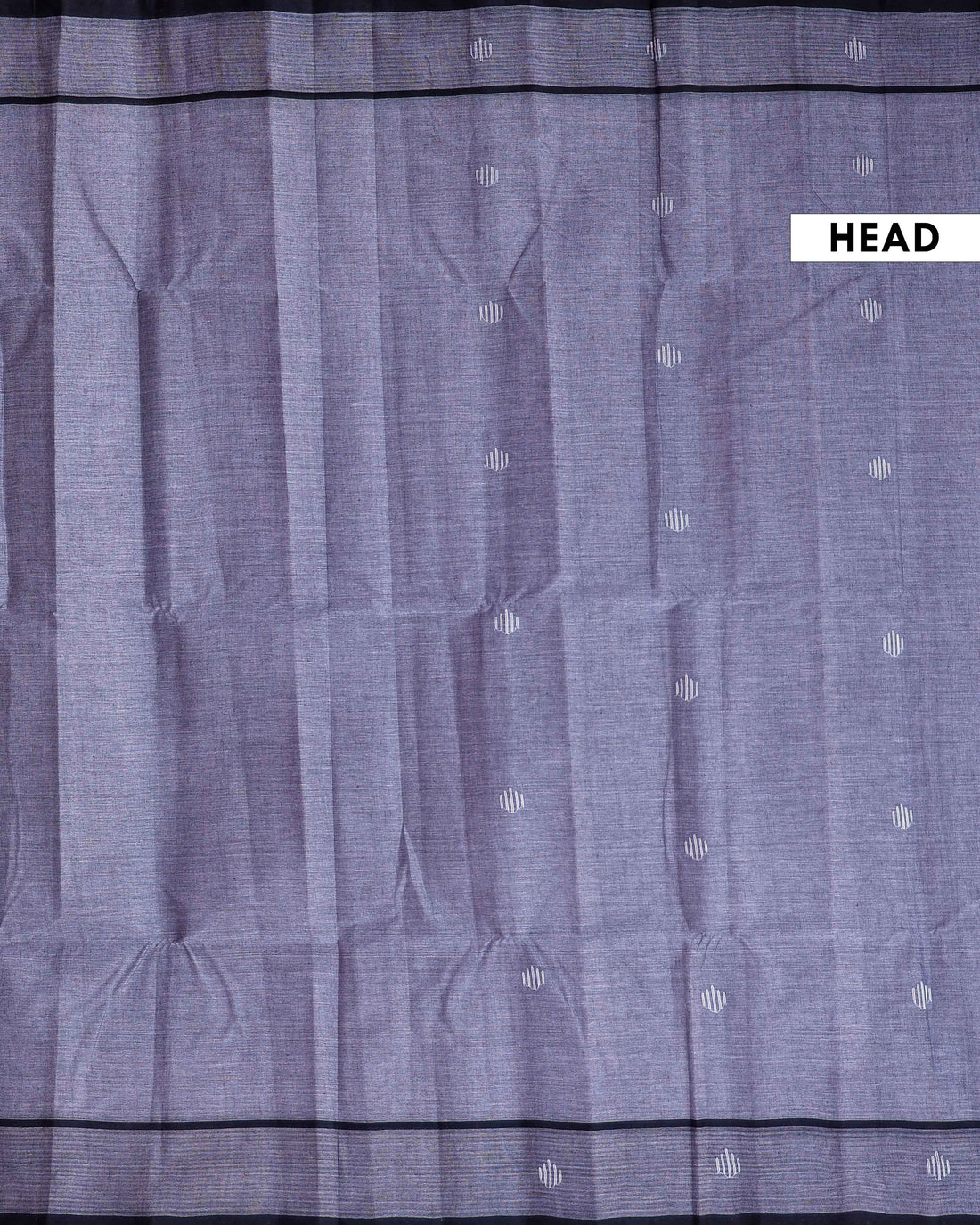 Handloom Khadi Cotton Saree with Woven Motifs and Contrast Border - Grey