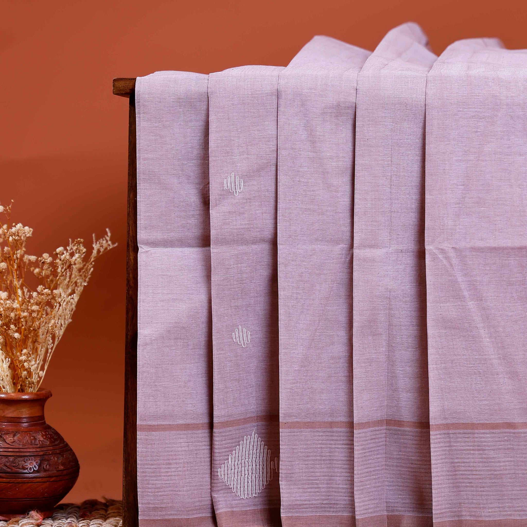 Handwoven Khadi Cotton Saree with Subtle Border Detail - Light Brown