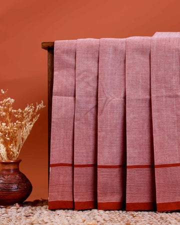 Handwoven Khadi Cotton Saree with Subtle Border Detail  - Maroon