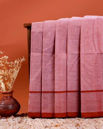 Handwoven Khadi Cotton Saree with Subtle Border Detail  - Maroon