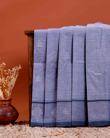 Handwoven Khadi Cotton Saree with Subtle Border Detail  - Blue
