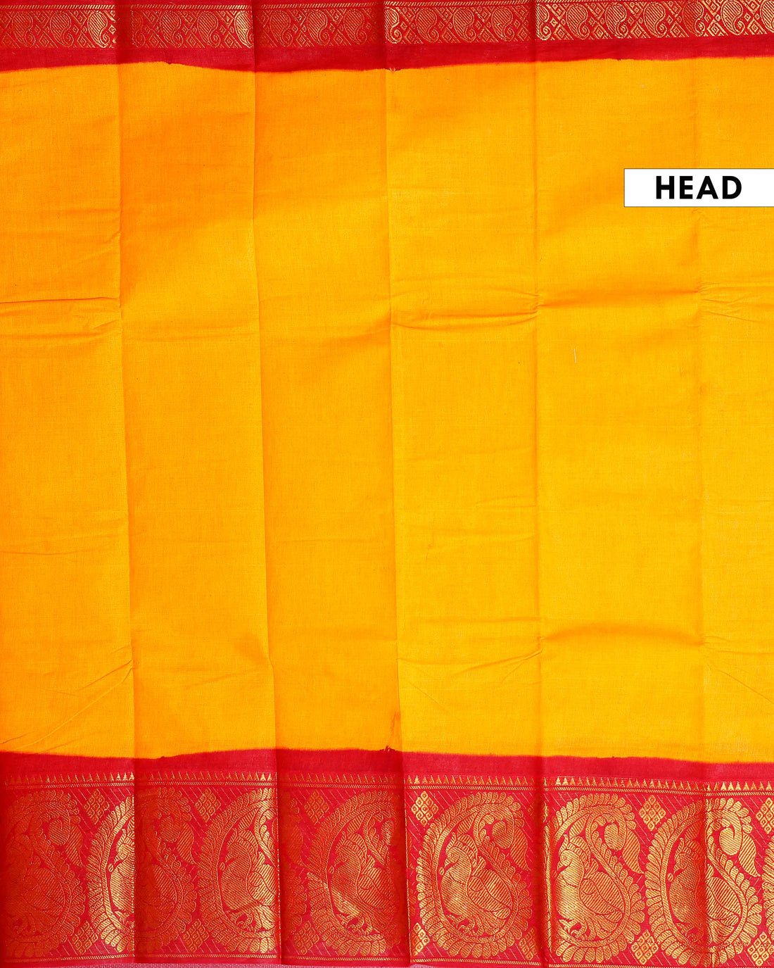 Traditional Sungudi Cotton Saree with Checked Weave and Intricate Zari Peacock Border - Yellow
