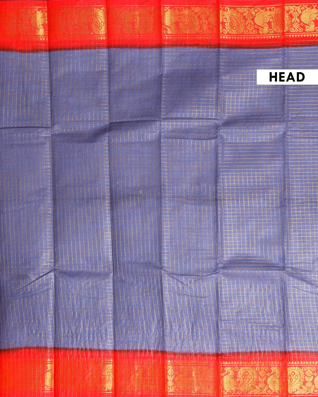 Traditional Sungudi Cotton Saree with Checked Pattern and Rich Zari Peacock Border - Lavender