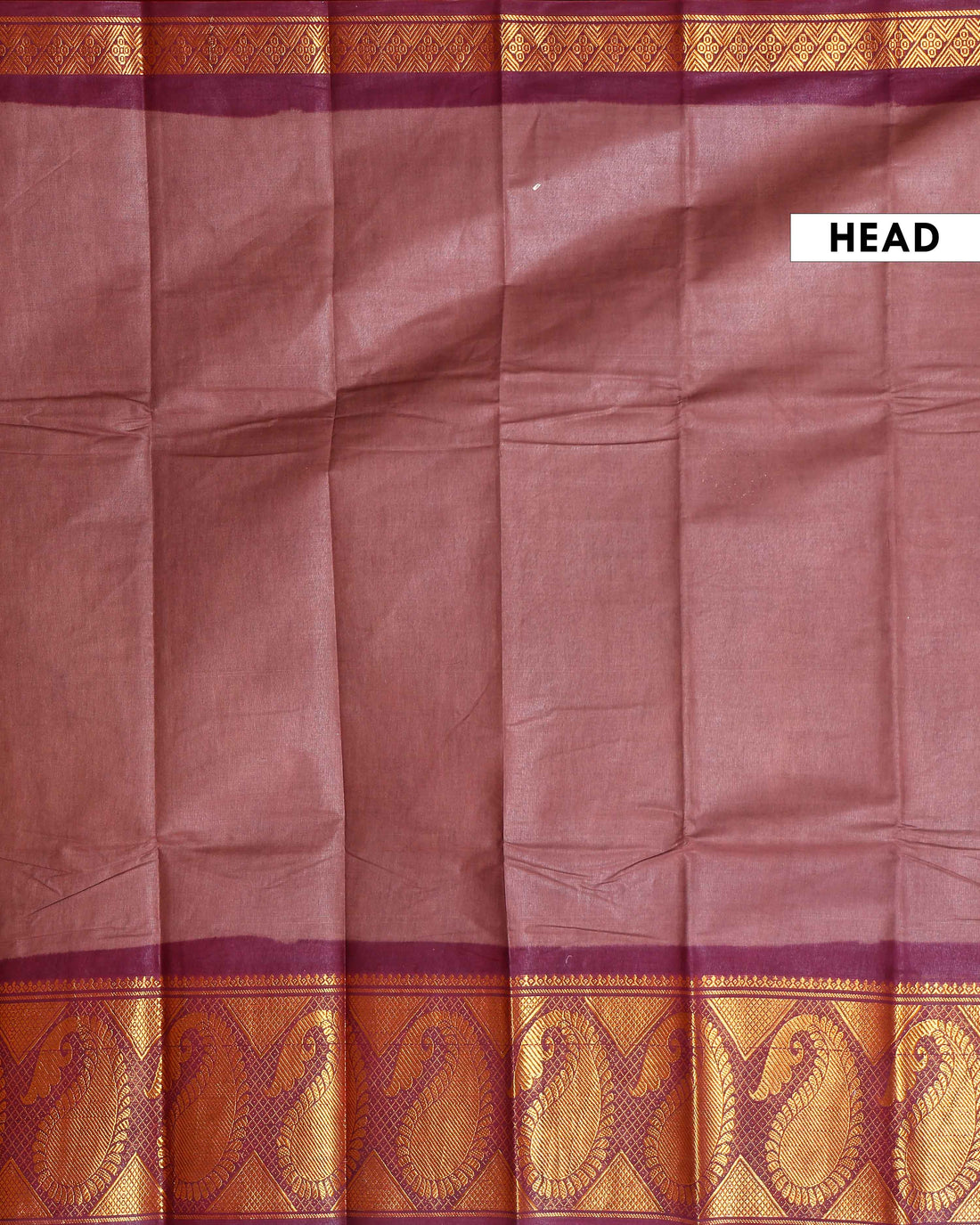 Traditional Sungudi Cotton Saree with Zari Peacock Motif Border - Dark Brown