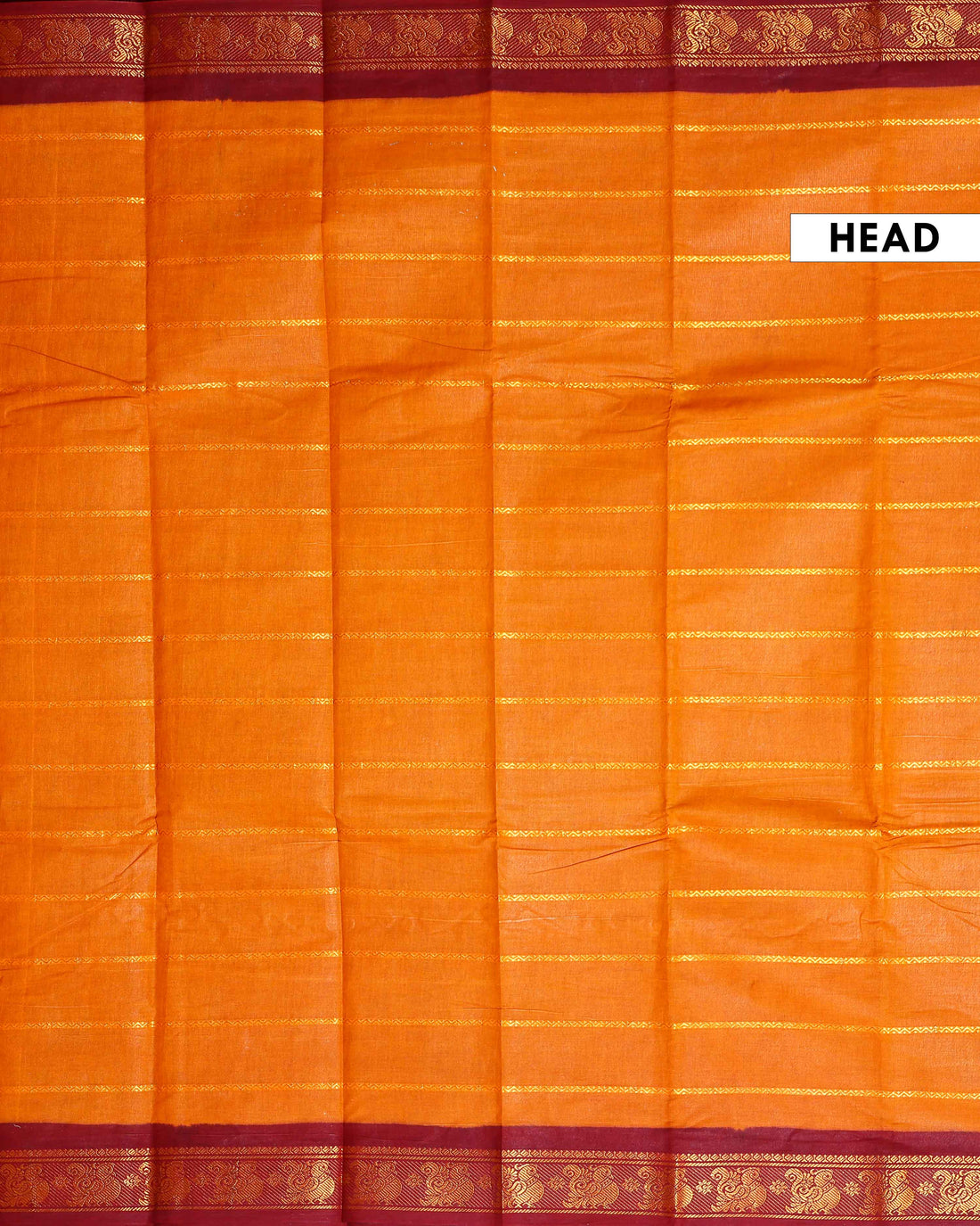 Traditional Sungudi Cotton Saree with Striped Body and Rich Zari Border - Mustard