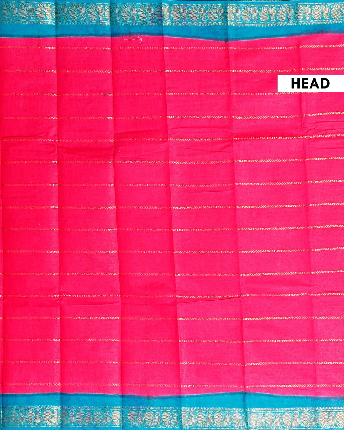 Traditional Sungudi Cotton Saree with Striped Body and Rich Zari Border - Pink
