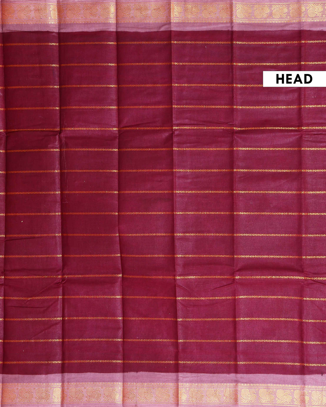 Traditional Sungudi Cotton Saree with Striped Body and Rich Zari Border - Maroon