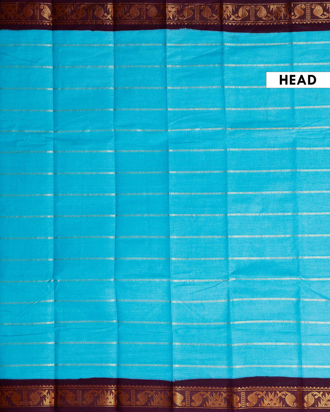 Traditional Sungudi Cotton Saree with Striped Body and Rich Zari Border - Sky Blue