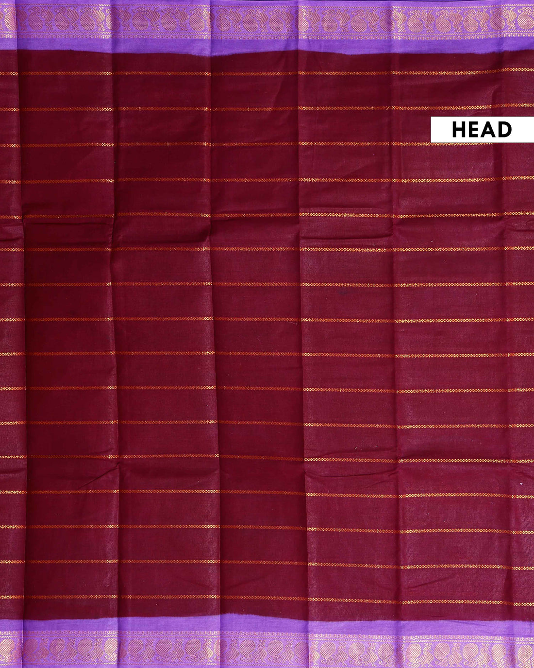 Traditional Sungudi Cotton Saree with Striped Body and Rich Zari Border - Dark Maroon