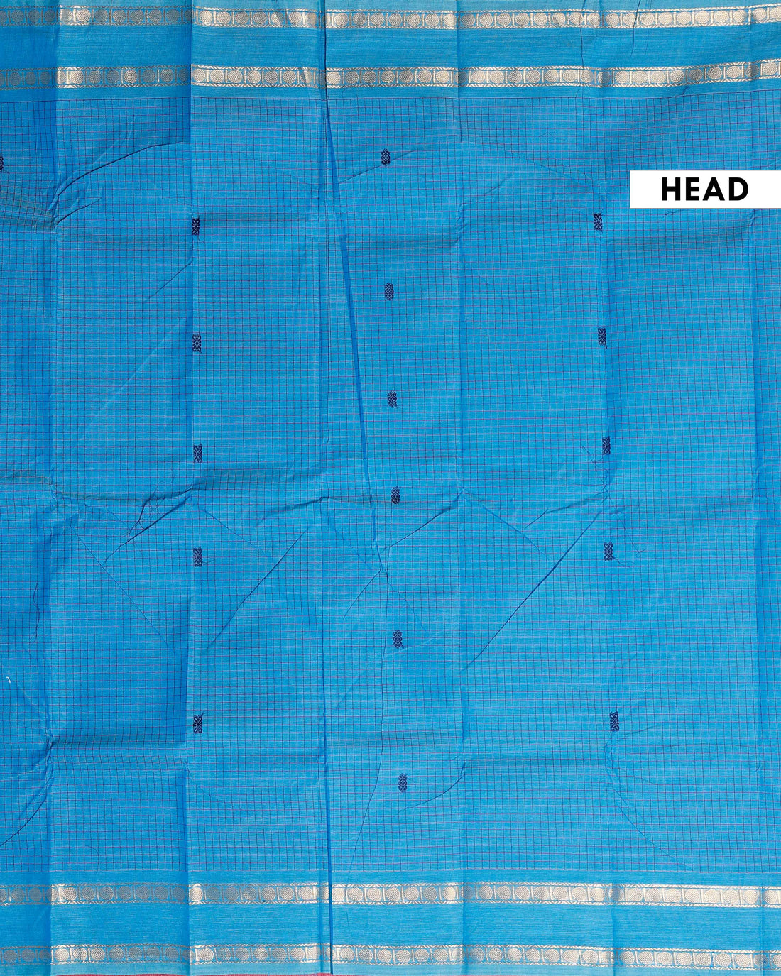 Handloom Sungudi Cotton Saree with Zari Checks and Traditional Border Design - Blue