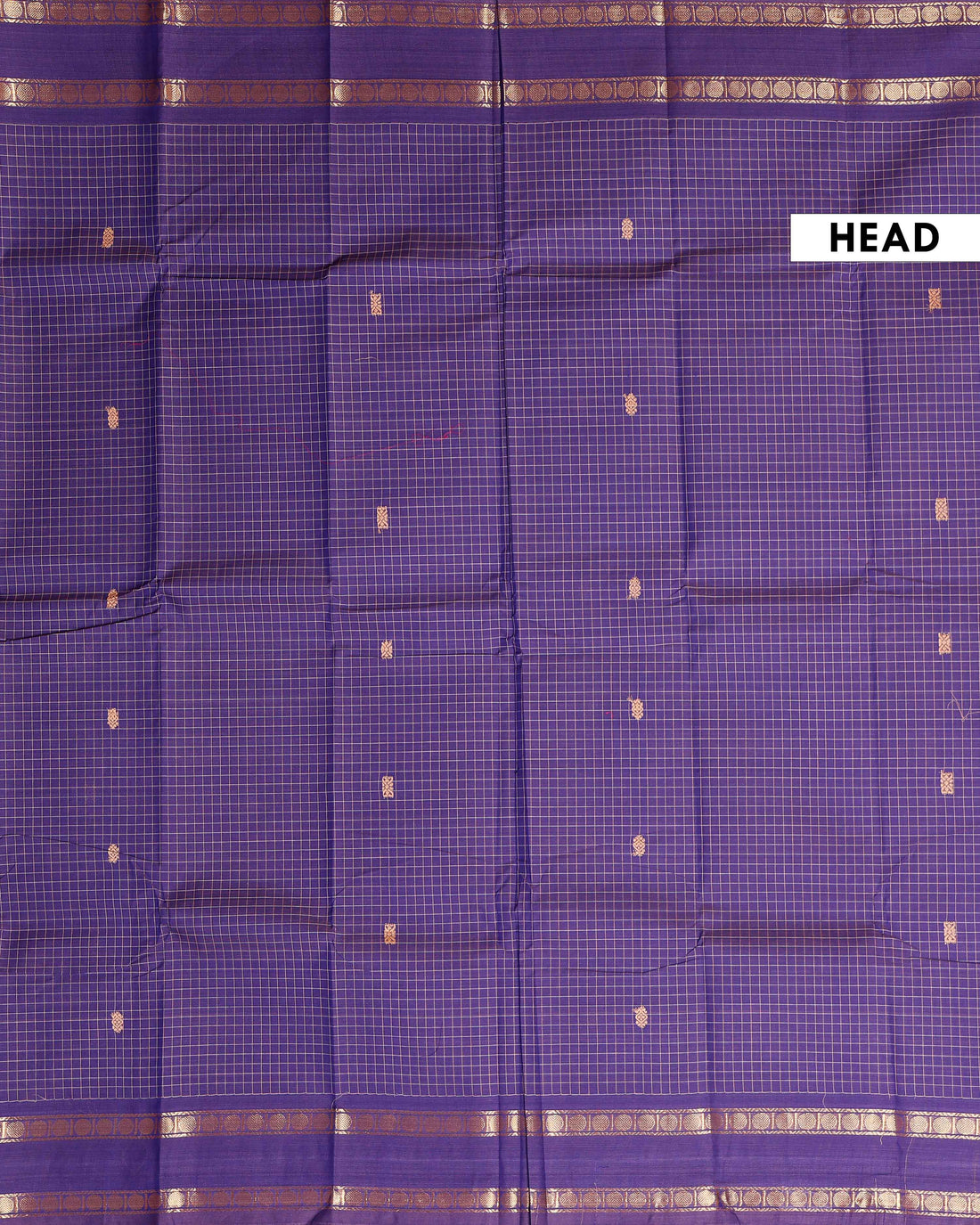 Handloom Sungudi Cotton Saree with Zari Checks and Traditional Border Design - Purple