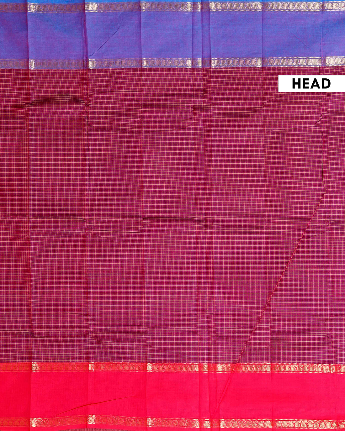 Handloom Sungudi Cotton Saree with Traditional Checks and Contrast Border - Purple