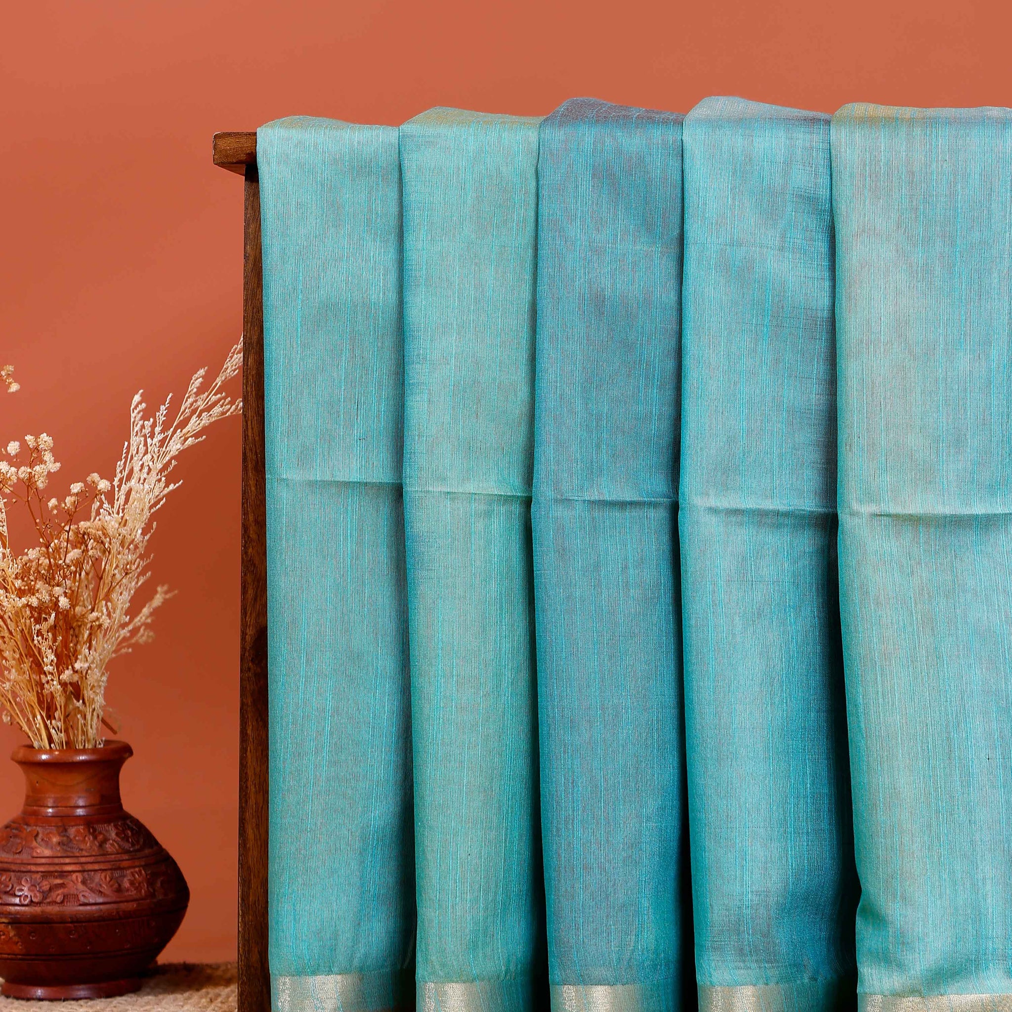 Elegant Weave Semi Silk Saree with Subtle Texture and Zari Accents - Blue