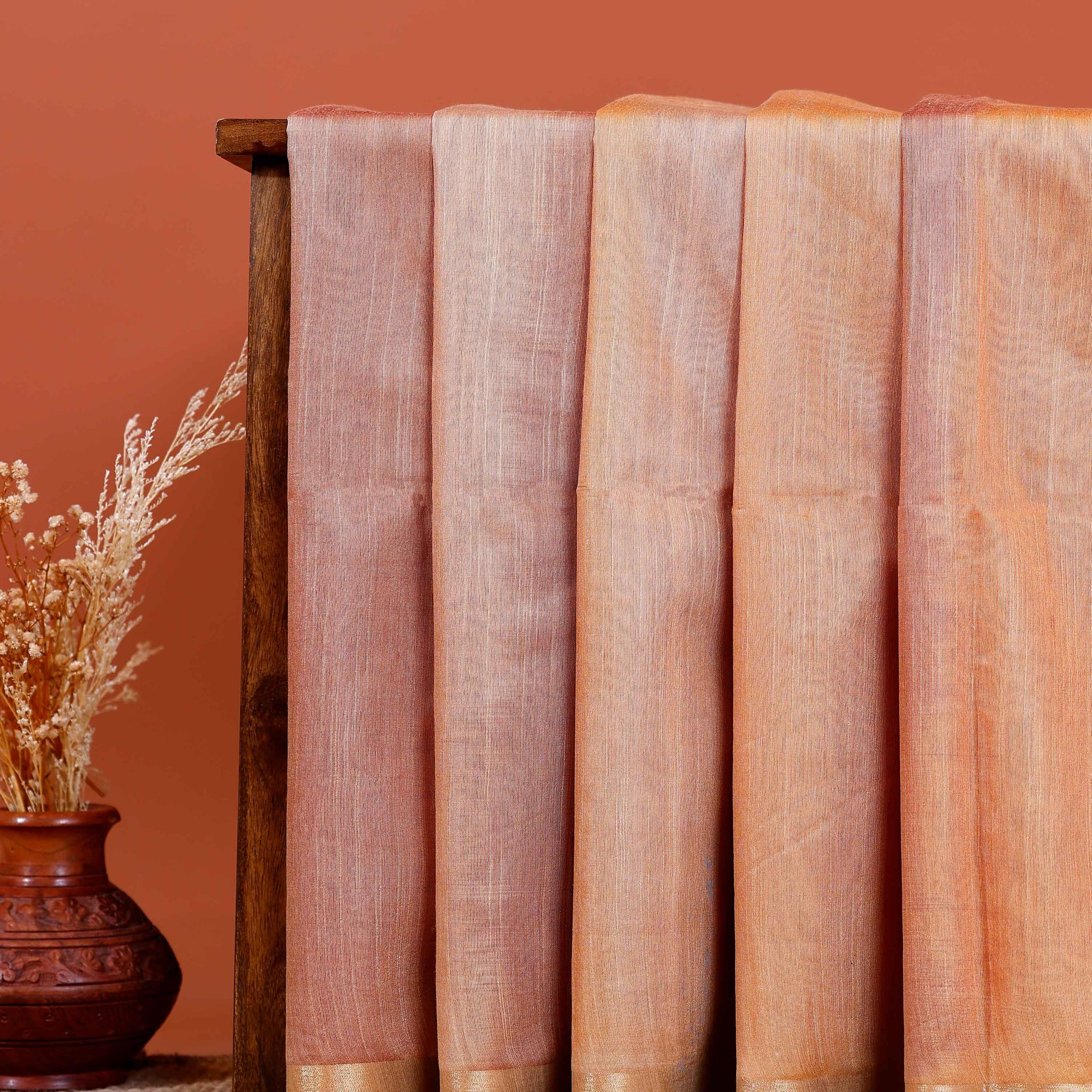 Elegant Weave Semi Silk Saree with Subtle Texture and Zari Accents - Peach