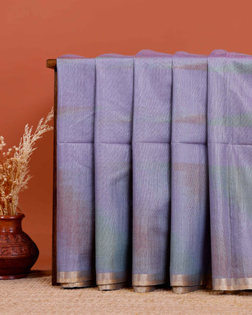 Elegant Semi Silk Saree with Zari Woven Border and Striped Pallu - Lavender