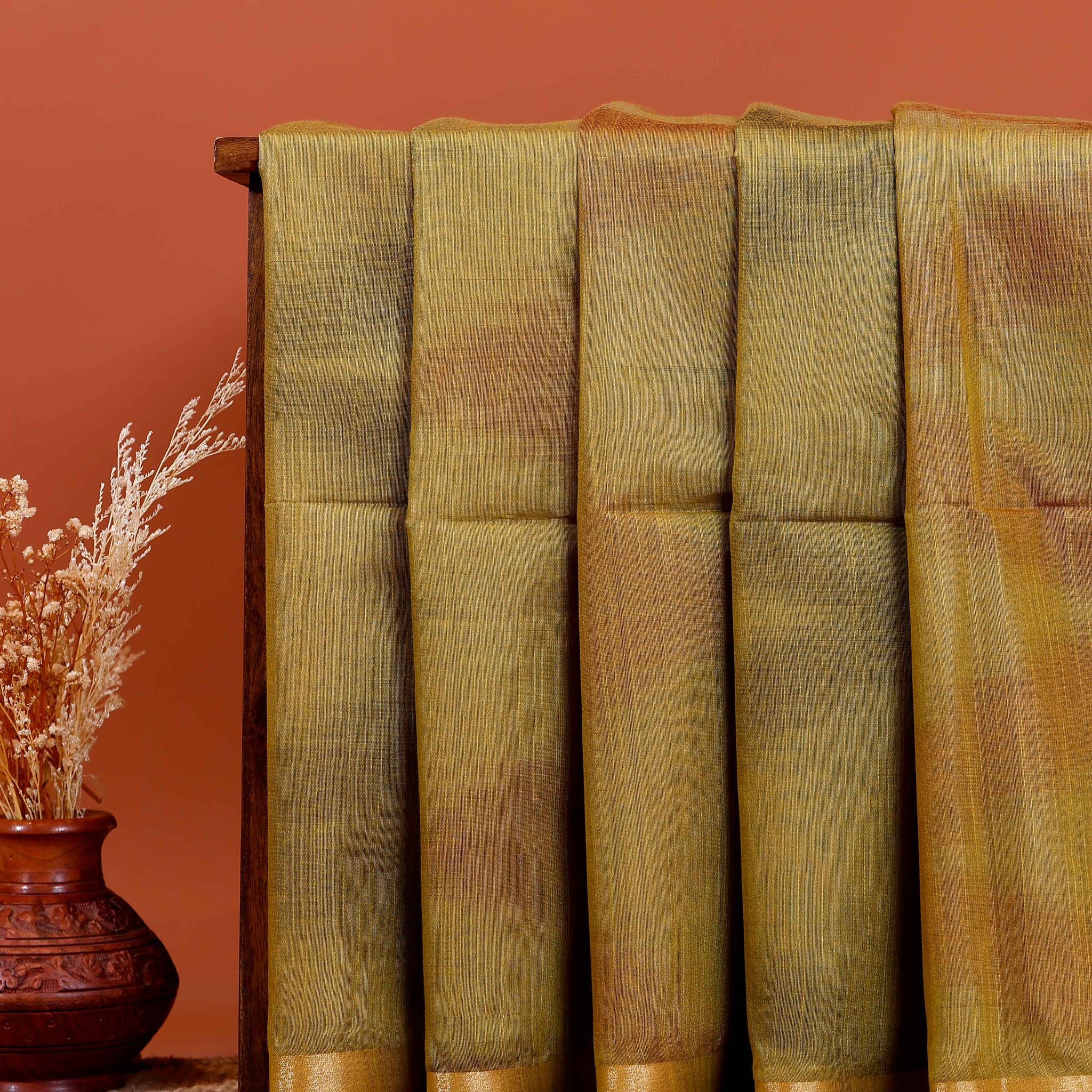 Graceful Semi Silk Saree with Abstract Weave and Subtle Sheen -Green