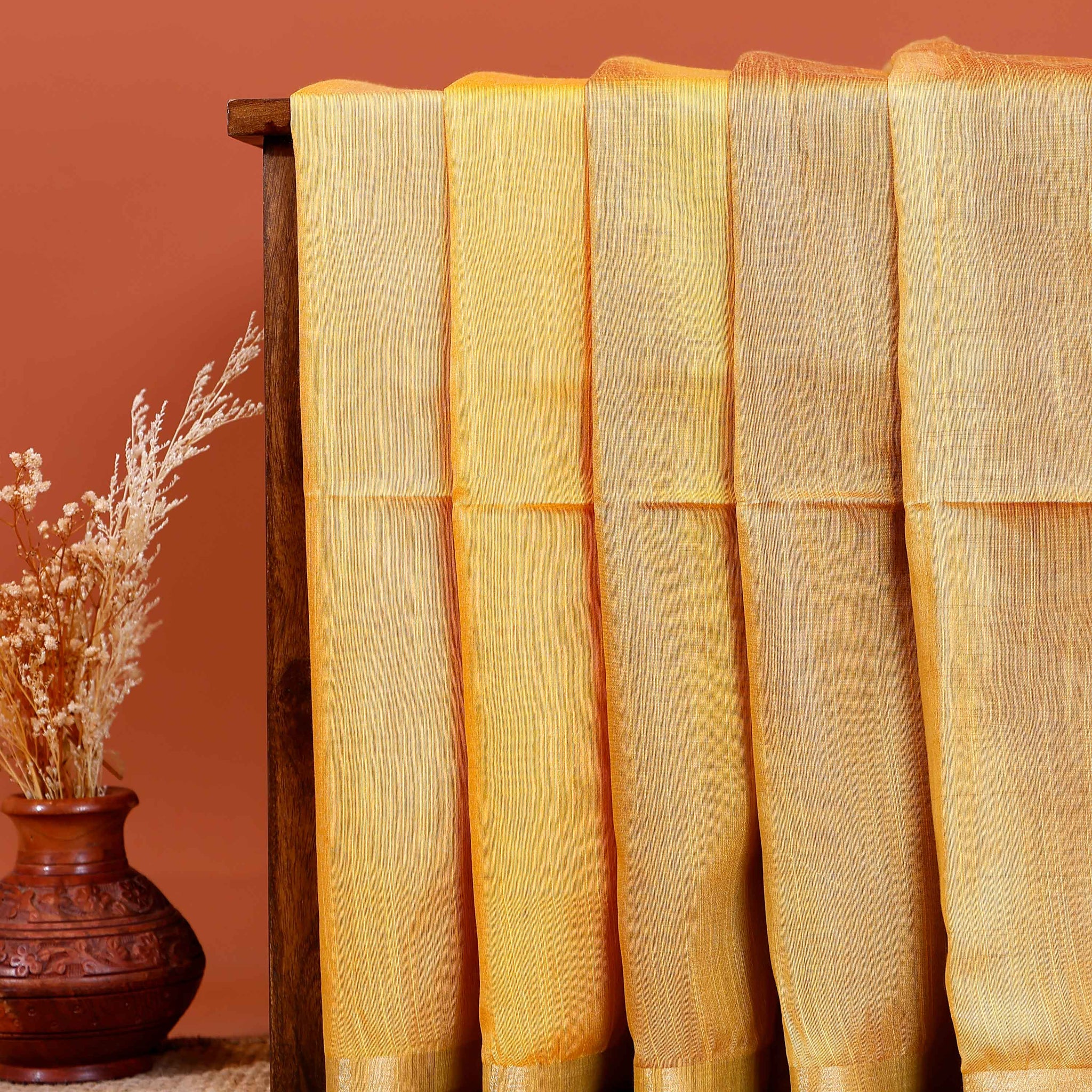 Elegant Weave Semi Silk Saree with Subtle Texture and Zari Accents - Yellow