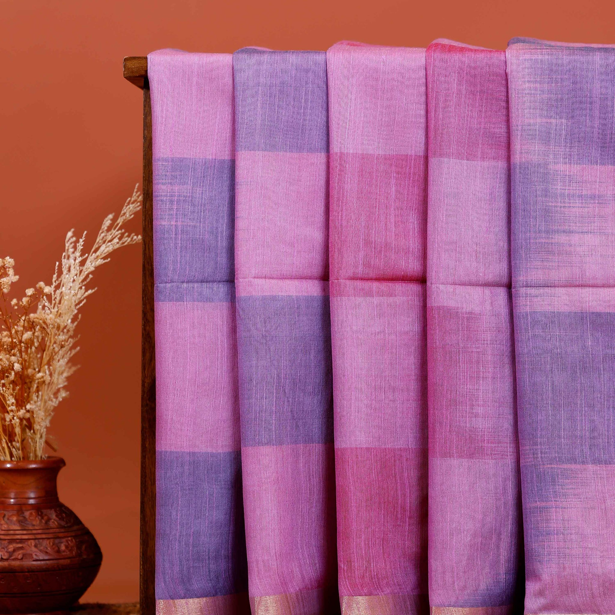 Graceful Semi Silk Saree Intricate Zari Details and a Contemporary Striped Design - Pink