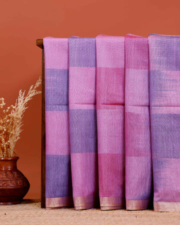 Graceful Semi Silk Saree Intricate Zari Details and a Contemporary Striped Design - Pink