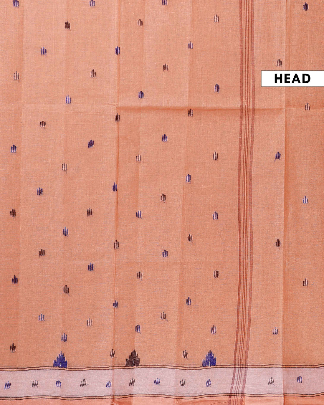 Handloom Bengal Cotton Saree with Traditional Jamdani Motifs and Border Detailing - Peach