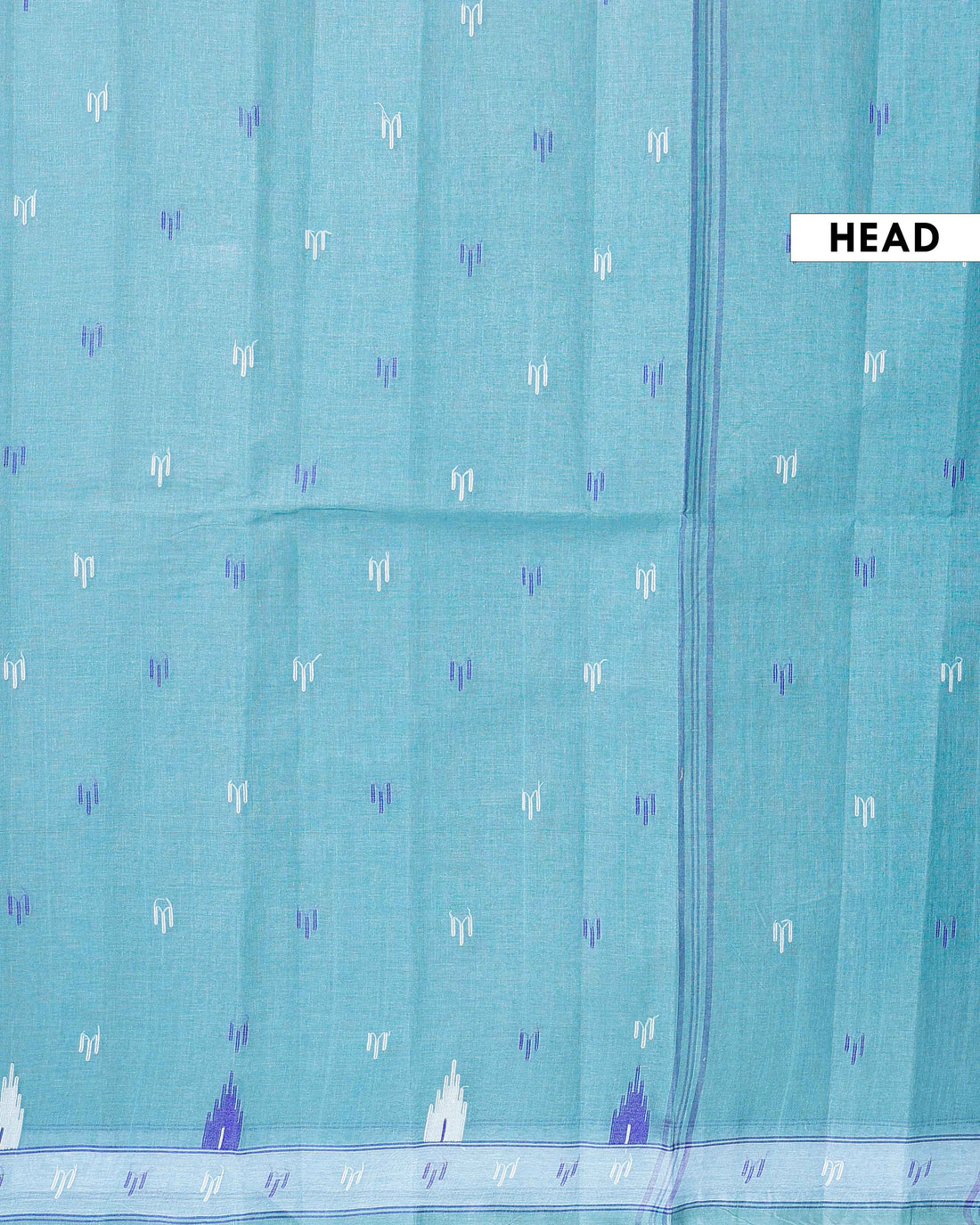 Handloom Bengal Cotton Saree with Traditional Jamdani Motifs and Border Detailing - Aqua Blue