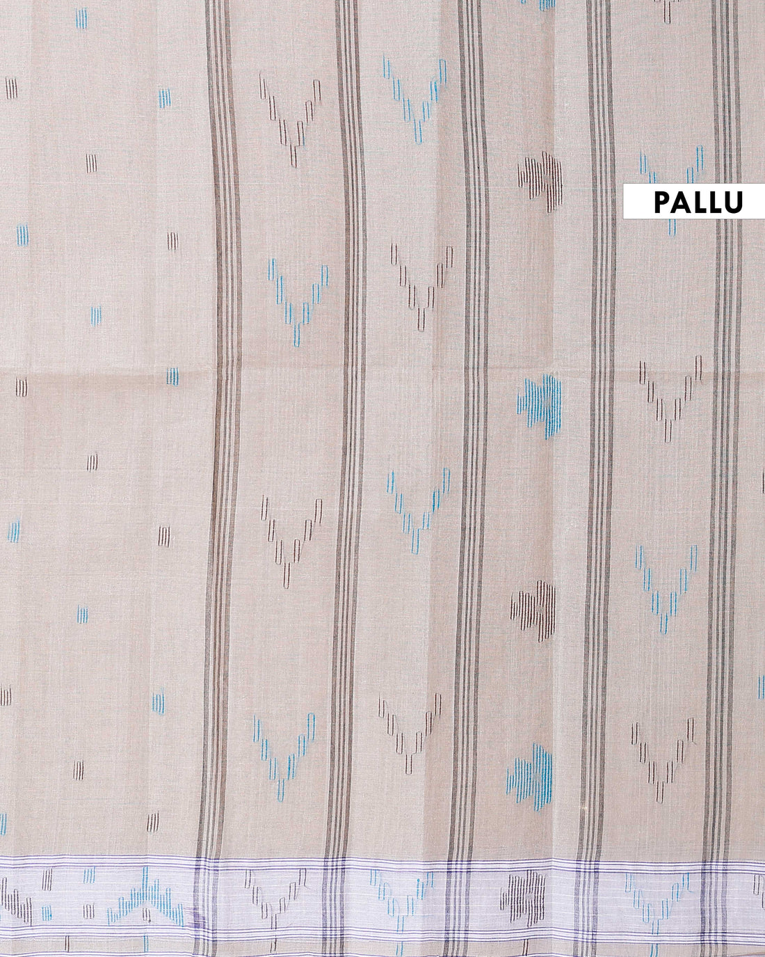 Handloom Bengal Cotton Saree with Traditional Jamdani Motifs and Border Detailing - Beige