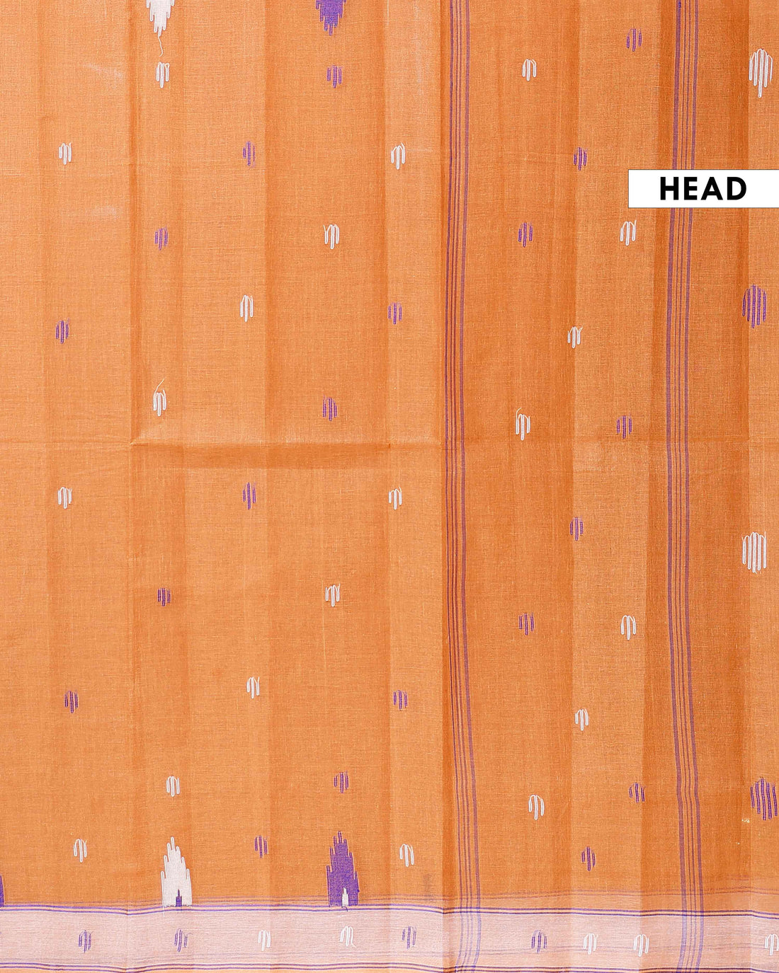 Handloom Bengal Cotton Saree with Traditional Jamdani Motifs and Border Detailing - Orange