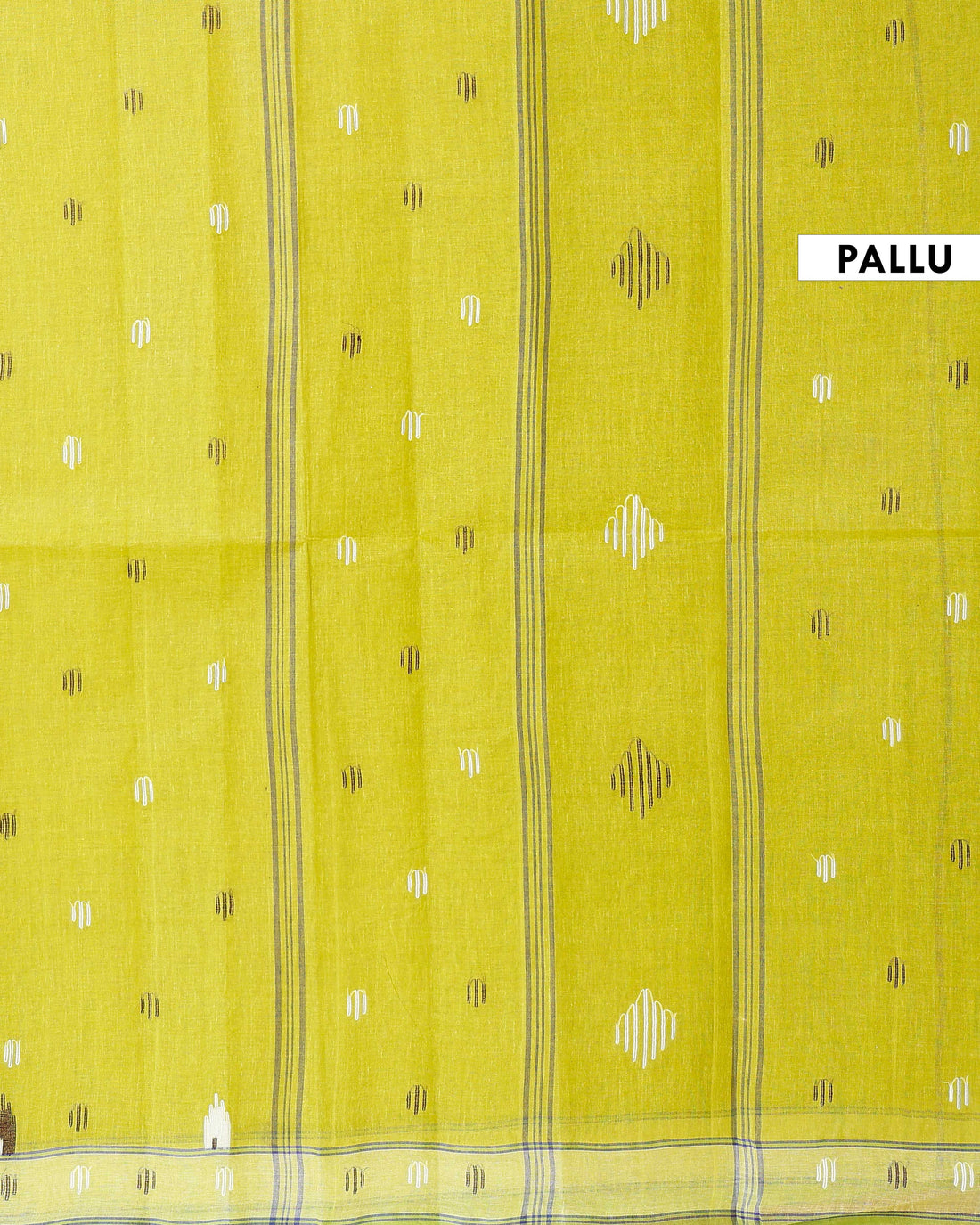 Handloom Bengal Cotton Saree with Traditional Jamdani Motifs and Border Detailing - Green