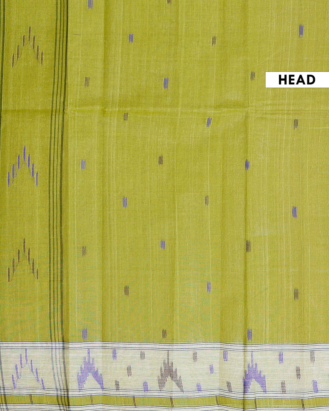 Handloom Bengal Cotton Saree with Traditional Jamdani Motifs and Border Detailing - Green