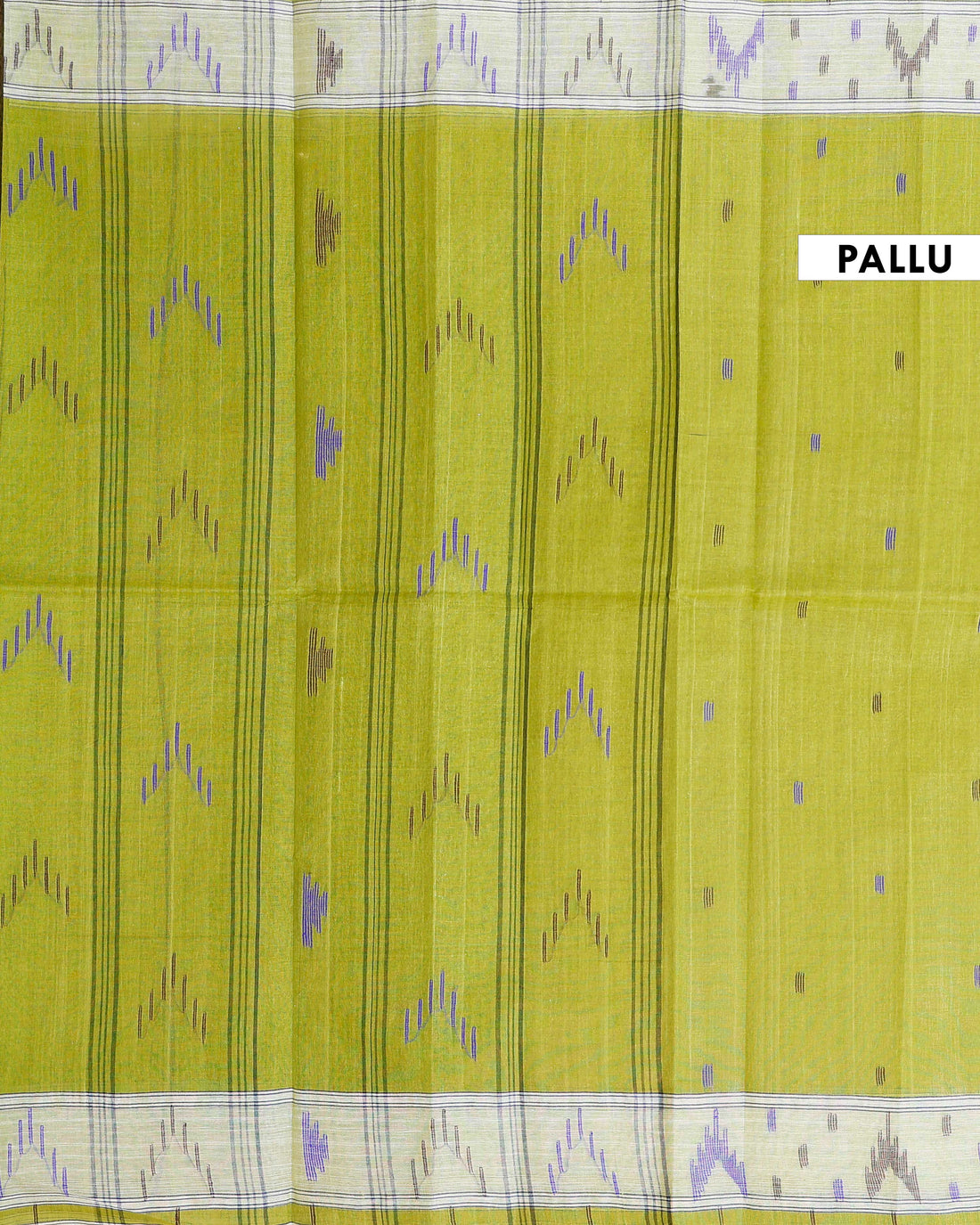 Handloom Bengal Cotton Saree with Traditional Jamdani Motifs and Border Detailing - Green