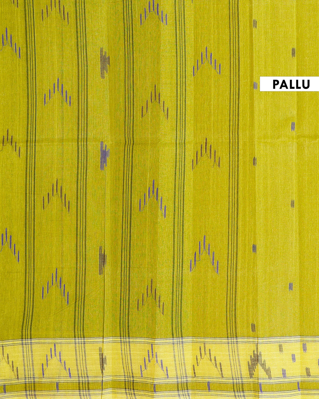 Handloom Bengal Cotton Saree with Traditional Jamdani Motifs and Border Detailing - Green