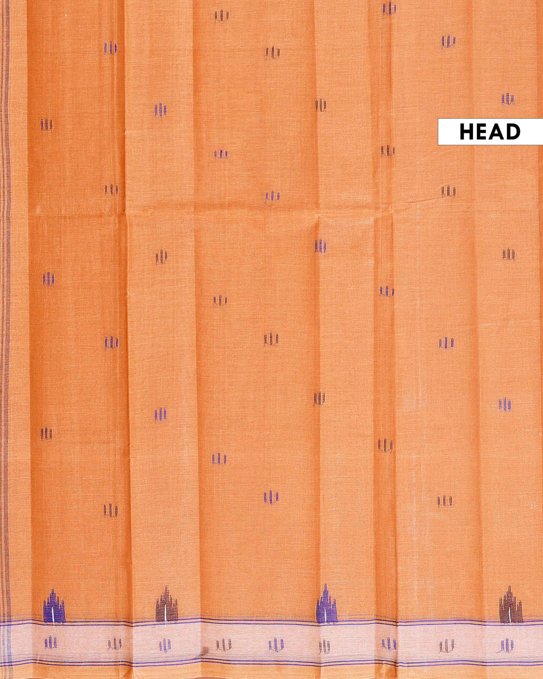 Handloom Bengal Cotton Saree with Traditional Jamdani Motifs and Border Detailing - Orange
