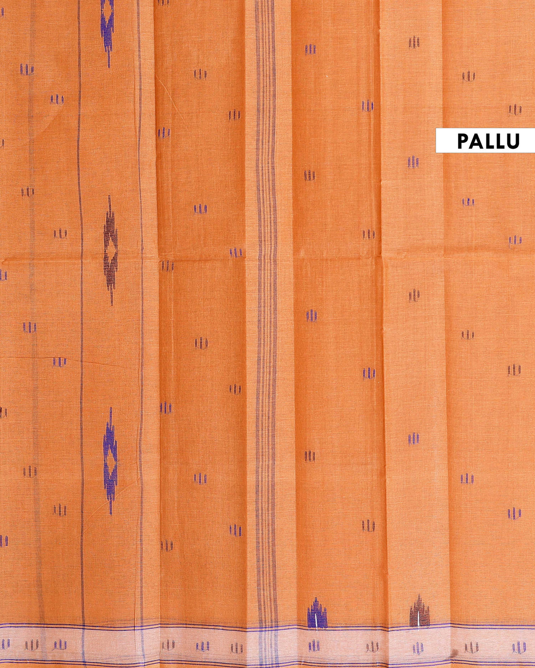 Handloom Bengal Cotton Saree with Traditional Jamdani Motifs and Border Detailing - Orange