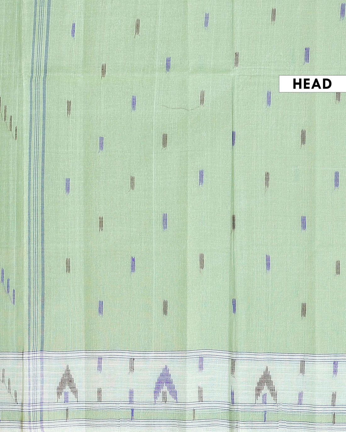 Handloom Bengal Cotton Saree with Traditional Jamdani Motifs and Border Detailing - Pista Green