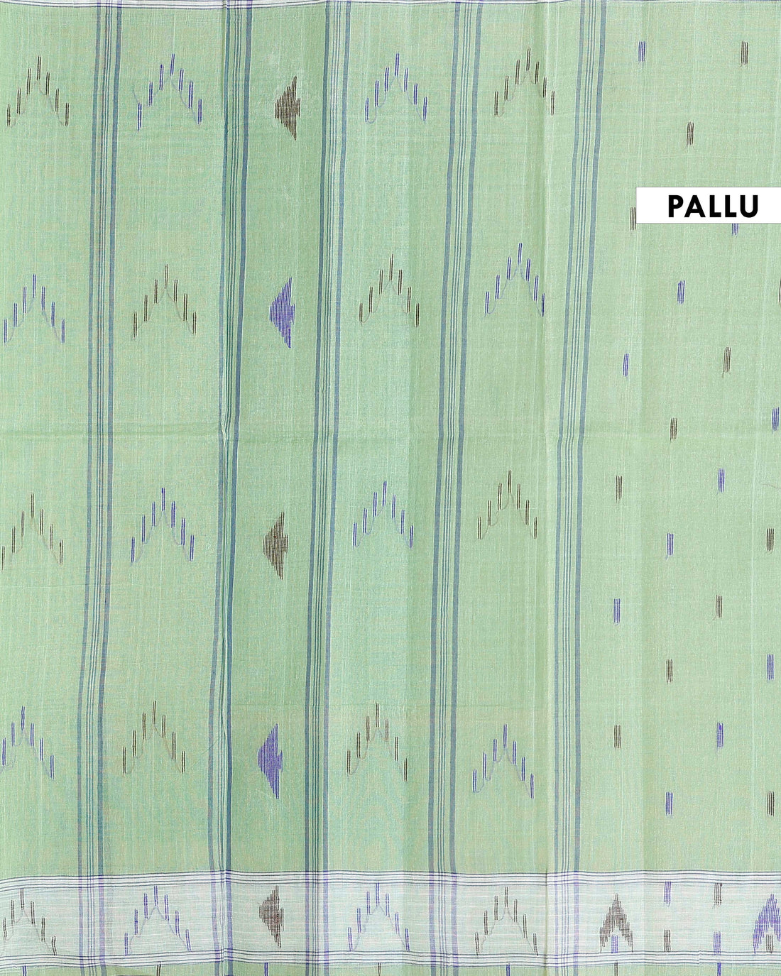 Handloom Bengal Cotton Saree with Traditional Jamdani Motifs and Border Detailing - Pista Green