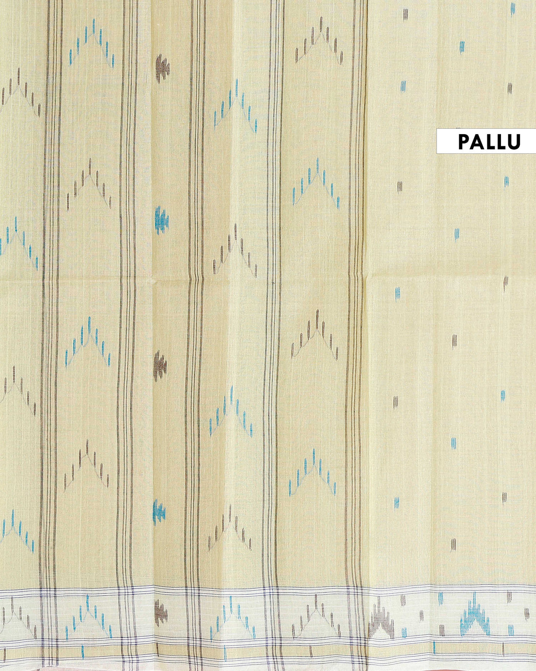 Handloom Bengal Cotton Saree with Traditional Jamdani Motifs and Border Detailing - Beige