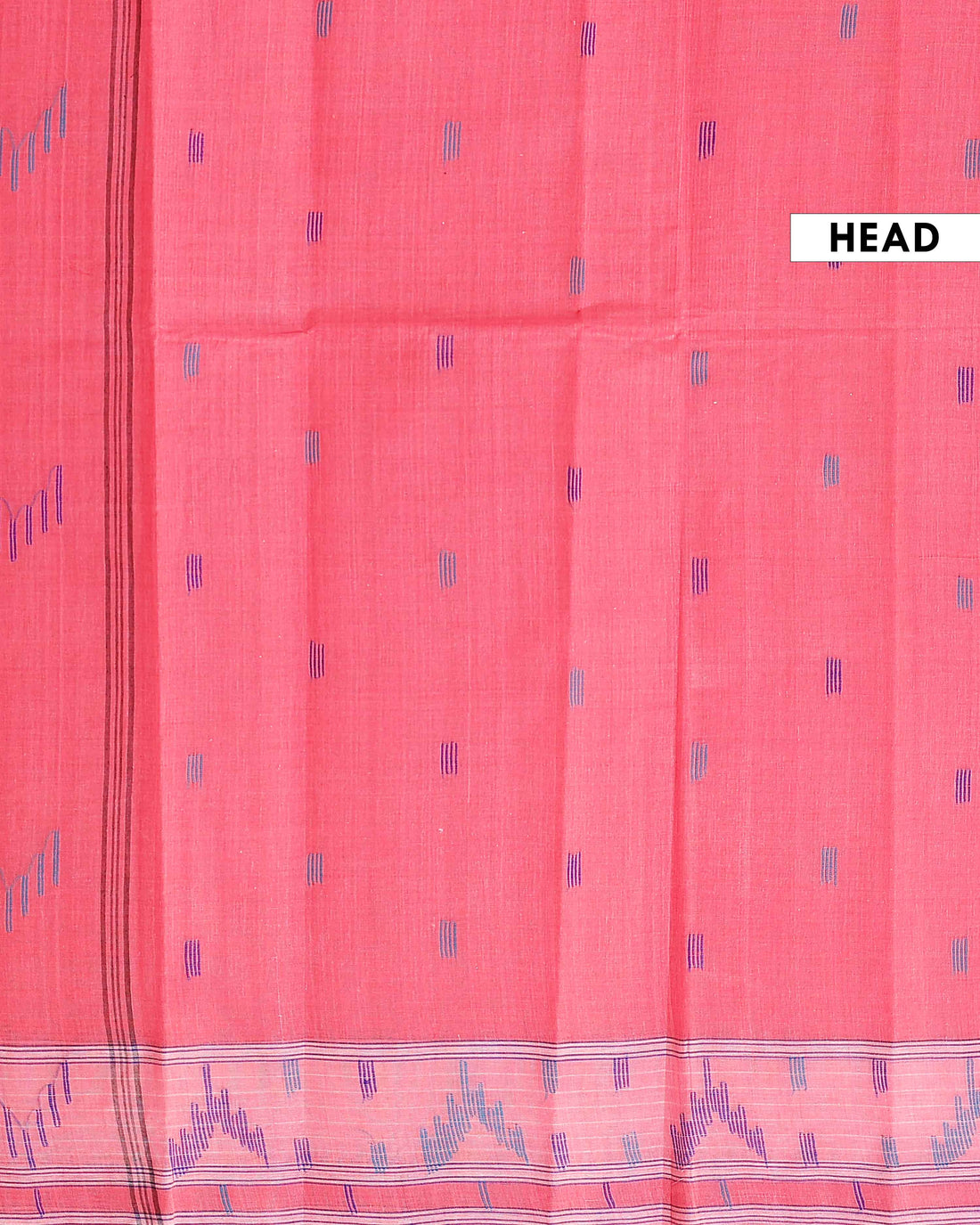 Handloom Bengal Cotton Saree with Traditional Jamdani Motifs and Border Detailing - Red