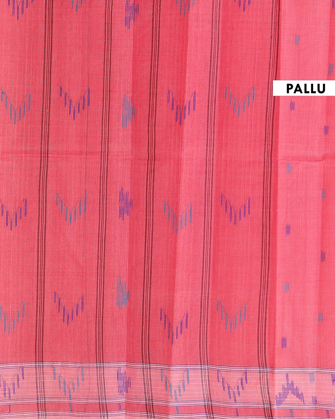 Handloom Bengal Cotton Saree with Traditional Jamdani Motifs and Border Detailing - Red