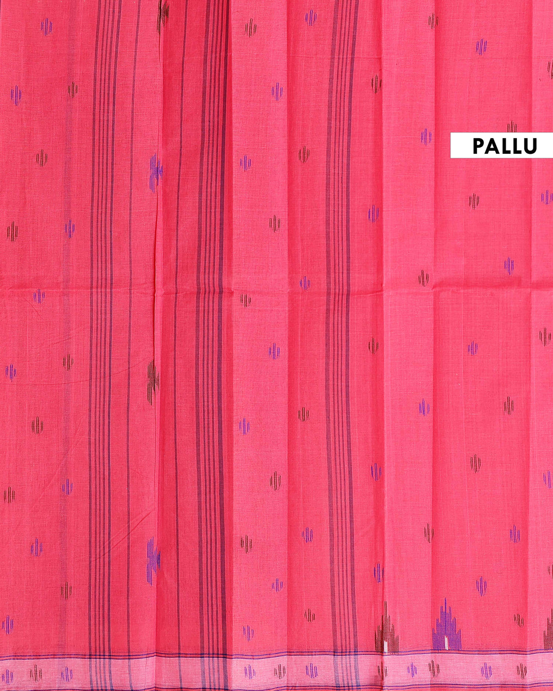 Handloom Bengal Cotton Saree with Traditional Jamdani Motifs and Border Detailing - Red