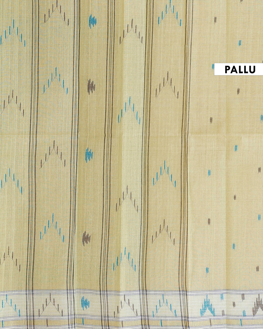 Handloom Bengal Cotton Saree with Traditional Jamdani Motifs and Border Detailing - Light Green