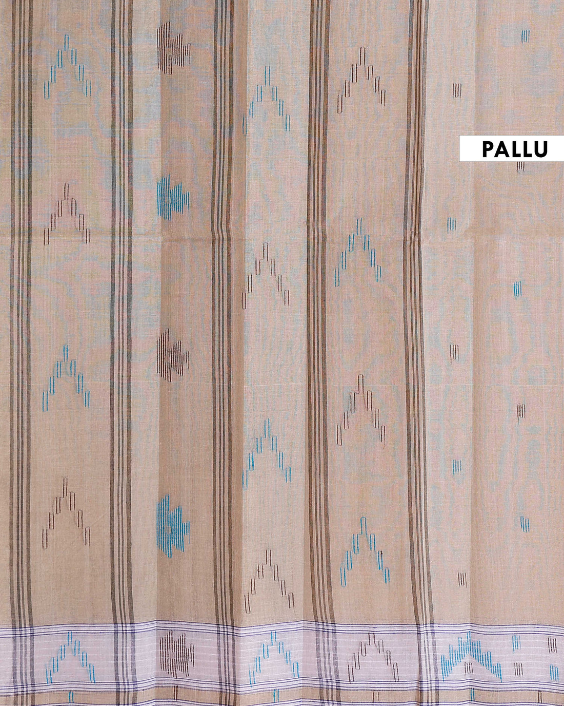 Handloom Bengal Cotton Saree with Traditional Jamdani Motifs and Border Detailing - Light Brown