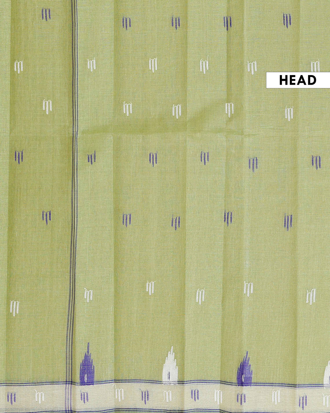 Handloom Bengal Cotton Saree with Traditional Jamdani Motifs and Border Detailing - Green