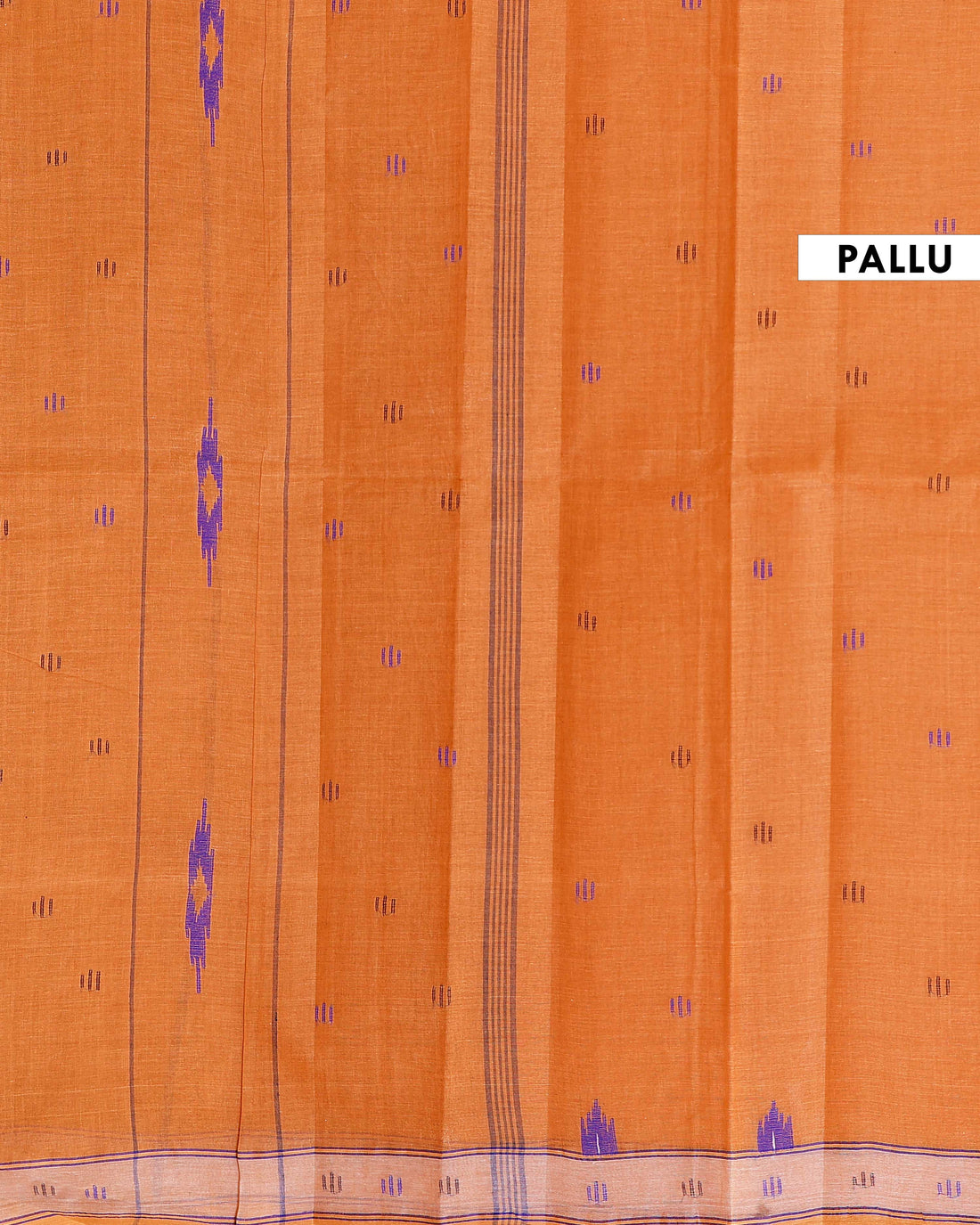 Handloom Bengal Cotton Saree with Traditional Jamdani Motifs and Border Detailing - Orange