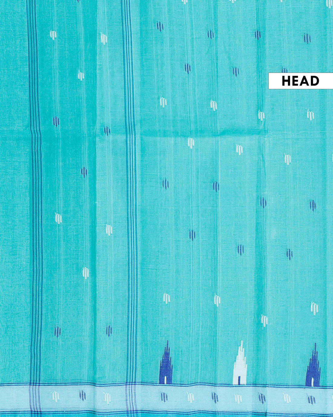 Handloom Bengal Cotton Saree with Traditional Jamdani Motifs and Border Detailing - Blue