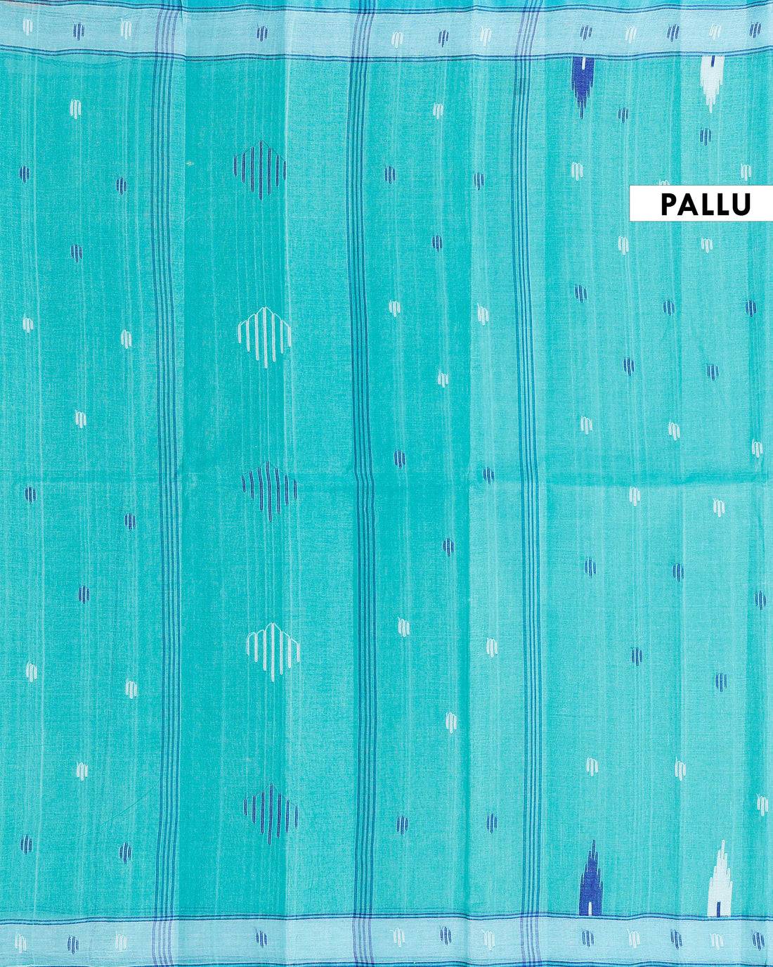 Handloom Bengal Cotton Saree with Traditional Jamdani Motifs and Border Detailing - Blue