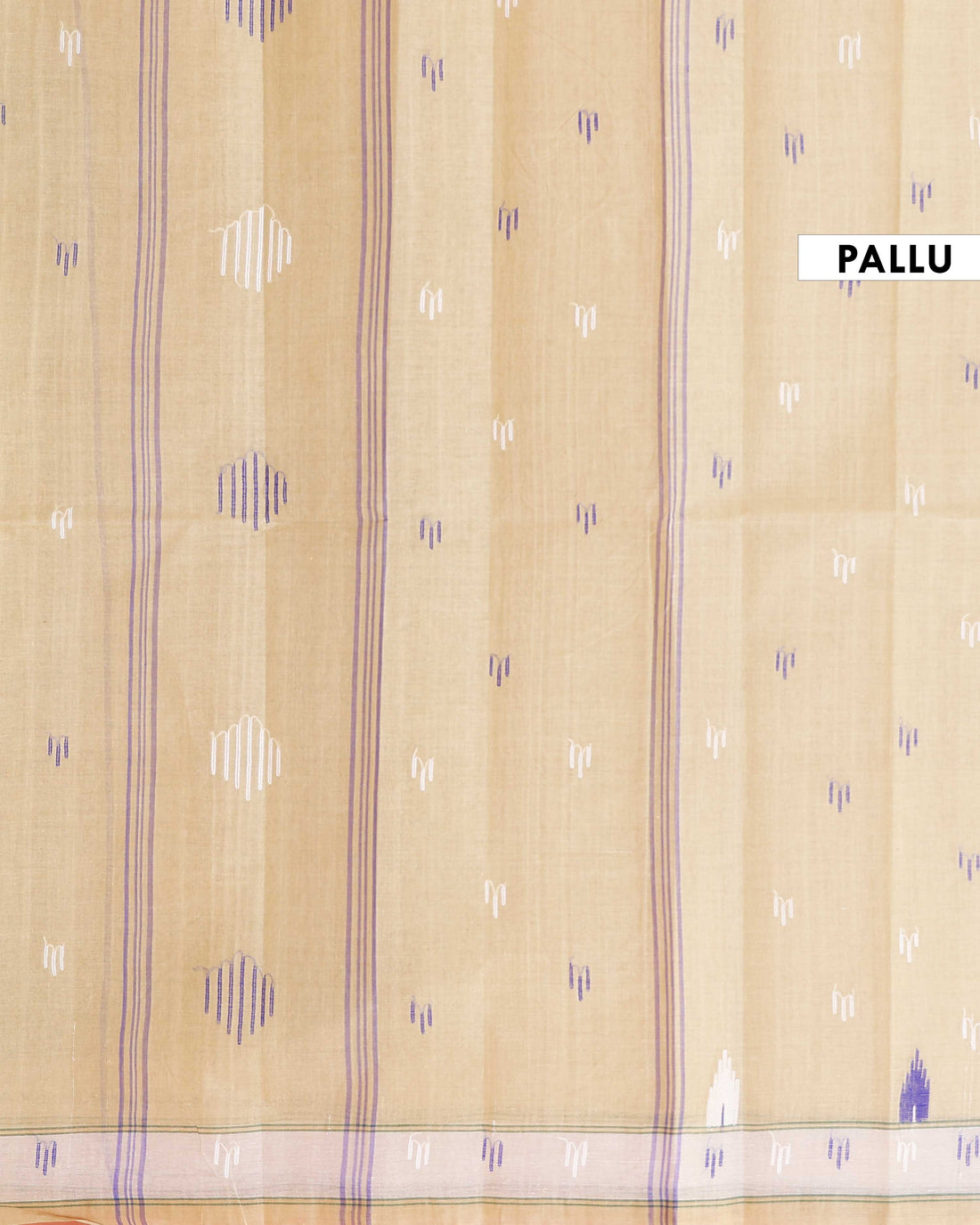 Handloom Bengal Cotton Saree with Traditional Jamdani Motifs and Border Detailing - Light Brown